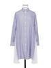 FOG SACAI 2024 Japanese Pleated Side Slit Long Sleeve Striped Shirt Dress