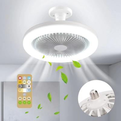 Ventilador de techo 3 en 1 con lámpara de iluminación, base convertidora E27 con control remoto para dormitorio, sala de estar, hogar, silencioso, CA 85-265 V
