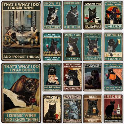 Beer Whiskey Vintage Metal Poster Funny Cat Retro Decoration Tin Sign Bar Club Cafe Wall Art Plaque Modern Home Decor Aesthetic