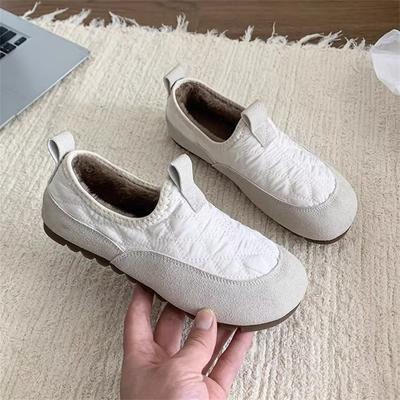 One-pedal Fluffy Shoes Women's Winter Velvet Lazy Versatile Flat-soled Beanie Shoes New Comfortable Warm Cotton Shoes