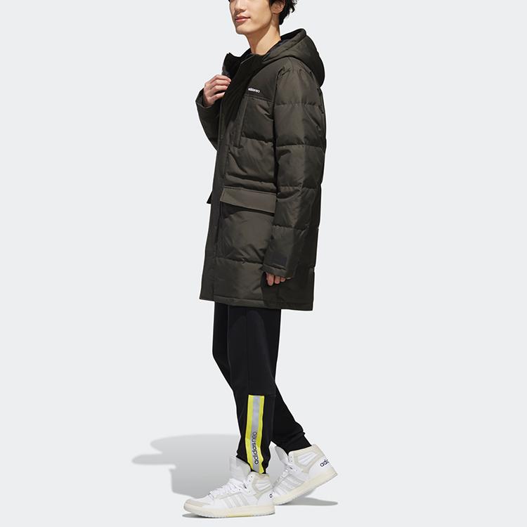 Adidas Neo Winter Down Parka Mid-Length Sports Hooded Jacket Men Outerwear Earth-Brown GJ8779