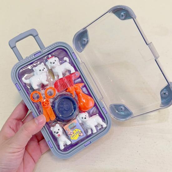 Dollhouse Mini Suitcase Trolley Luggage Handbag Model Candy Box Toy Stand Pretend Play Toy Suitcase Toys for Doll House Decor Pet Grooming Dressing
