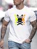 Men's 100% cotton summer loose fit large Rabbit Skull printed slim fit casual sports round neck short sleeved T-shirt