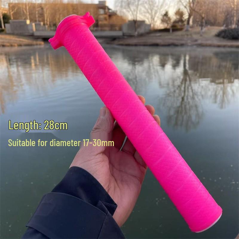Third Gen Fishing Rod Handle: Anti-slip, Wear-resistant Silicone Grip with Built-in Rod Stopper and Pull-out Cover.