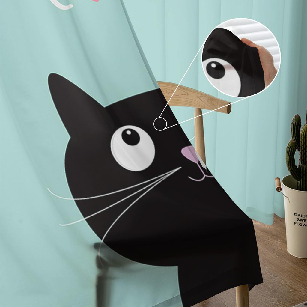 Cat Love Letters Sheer Curtain For Bedroom Tulle Voile Curtain For Kitchen Living Room Decor Window Treatment
