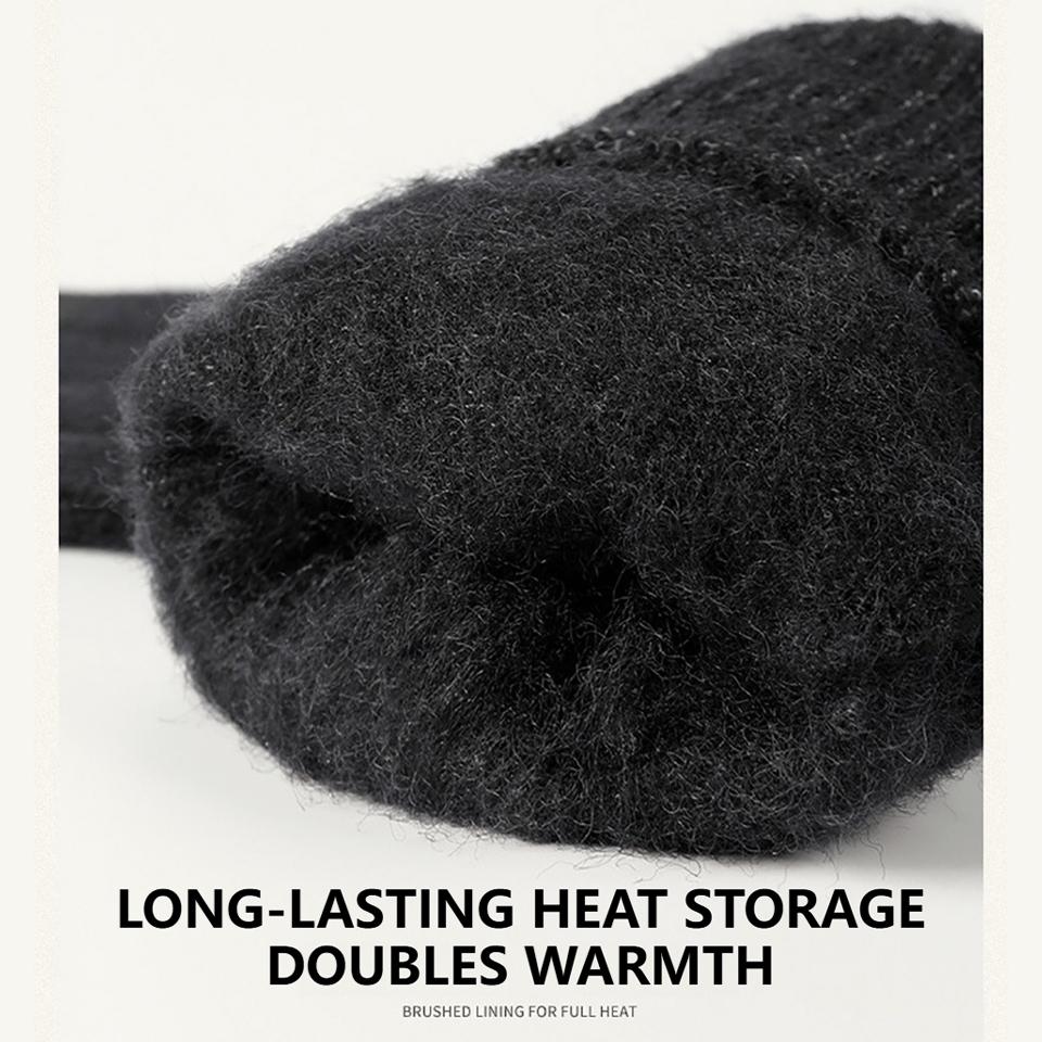 Loogdeel Men Winter Fleece Gloves Non-Slip Touch Screen Acrylic Soft Thick Knitted Warm Cycling Office Gloves