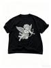 2026 Unisex Oversized Cotton Tshirt Halftone Cupid Angel Graphic Print Urban Streetwear Short Sleeve Tops For Youth