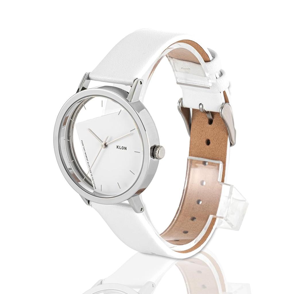 KLON Skeleton Clear Transparent Leather Strap Wristwatch Matching Unisex Stylish Simple KLON INVISIBLE UNIVERSAL SHAPES 38mm [Pair Watches] Men's