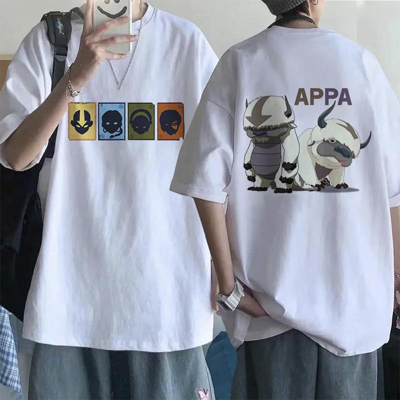 Mode Mange T-Shirt Avatar Der Letzte Luftbändiger Y2k Shirt Streetwear Appa Yip Lässiges T-Shirt Hip Hop Harajuku T-Shirts Oberteile Kleidung