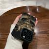 Vertical Grain Leather Dragon Printed Soft Silicone Phone Case Back Cover with Camera Lens Full Protection for iPhone