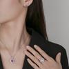 Autumn And Winter Jewelry High Carbon Diamond Ice Flower Cut Purple Diamond Copper Inlaid Heart Set 10 * 10-6 * 6