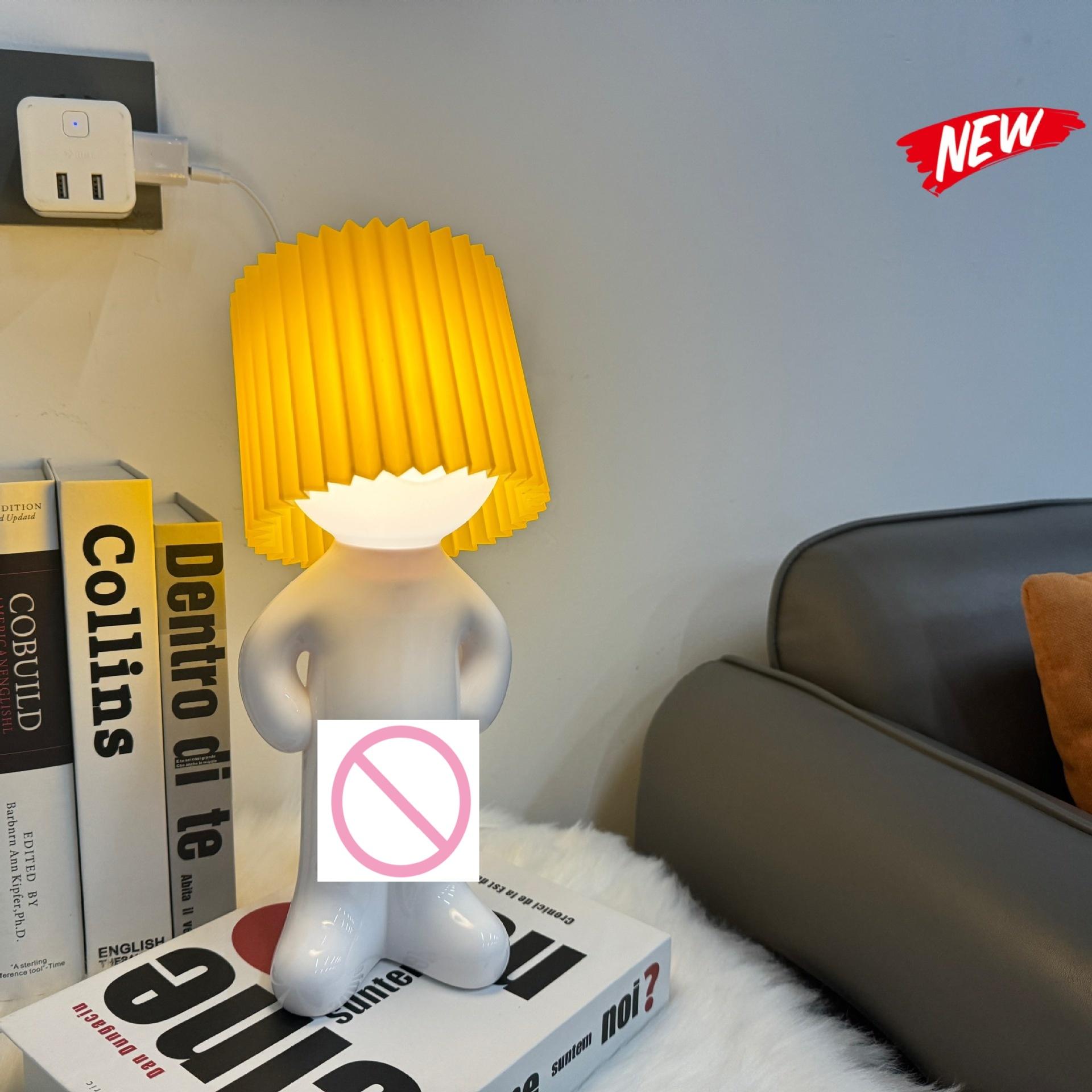 

USB LED Нічник Сором язливий Хлопчик Настільна Лампа з Перемикачем-Пенісом для Спальні Прикраса Кімнати Атмосферне Освітлення Різдвяний Подарунок жовтий