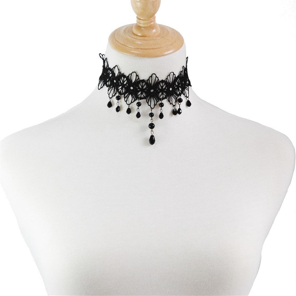 

Ретро женское ожерелье с большим воротником, кружевное, ажурное, модное ожерелье с подвеской в виде капли воды