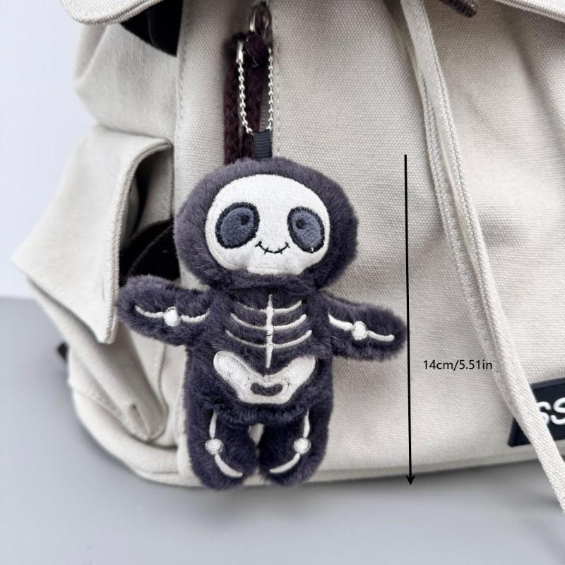 Halloween Funny Skull Mummy Plush Toy Creative Stuffed Doll Keychain Bag Pendant Key Hanging Decor Fun Holiday Gifts