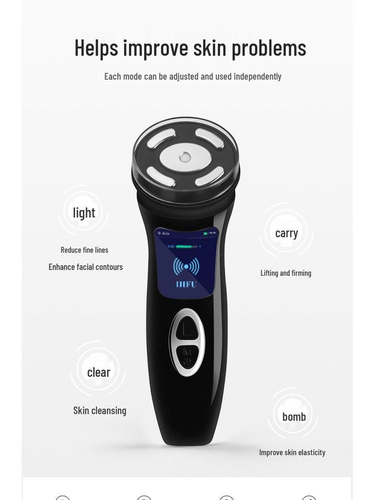 New 4th Gen Ultrasonic HIFU Beauty Device: EMS Microcurrent Firming and Lifting Massager.