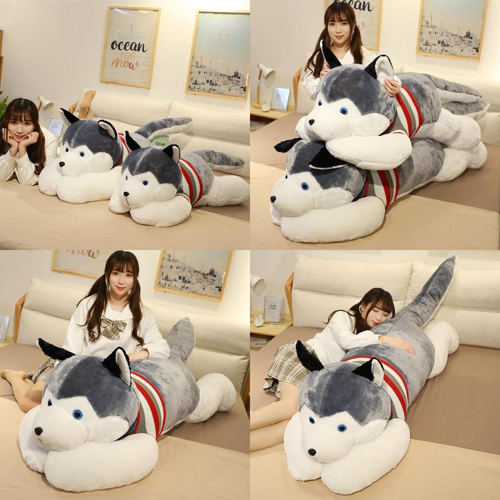 Großes Plüsch-Husky-Spielzeug, realistisches Stofftier, ideales Geburtstags- und Kuschelgeschenk für Kinder