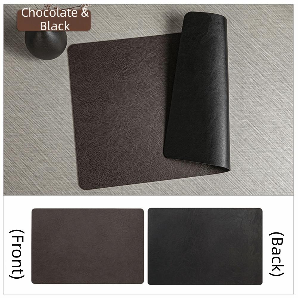 Faux Leather Table Placemats Double-Sides Square Dining Table Mat Waterproof Heat Resistant Table Place Mats For Kitchen Dining