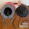 Japanese Style Sweet Gingham Basin Cap Adjustable Bucket Hat For Women And Men Soft Cotton Summer Sun Protection