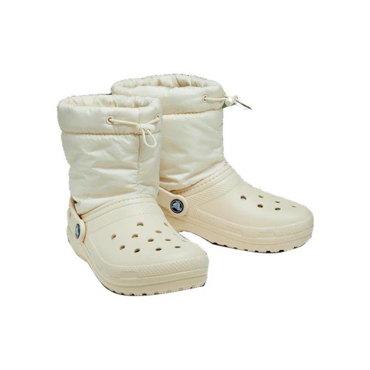 Crocs Classic Lined Slip-Resistant Durable Short Boots Unisex boots Off-White 206630-2Y2