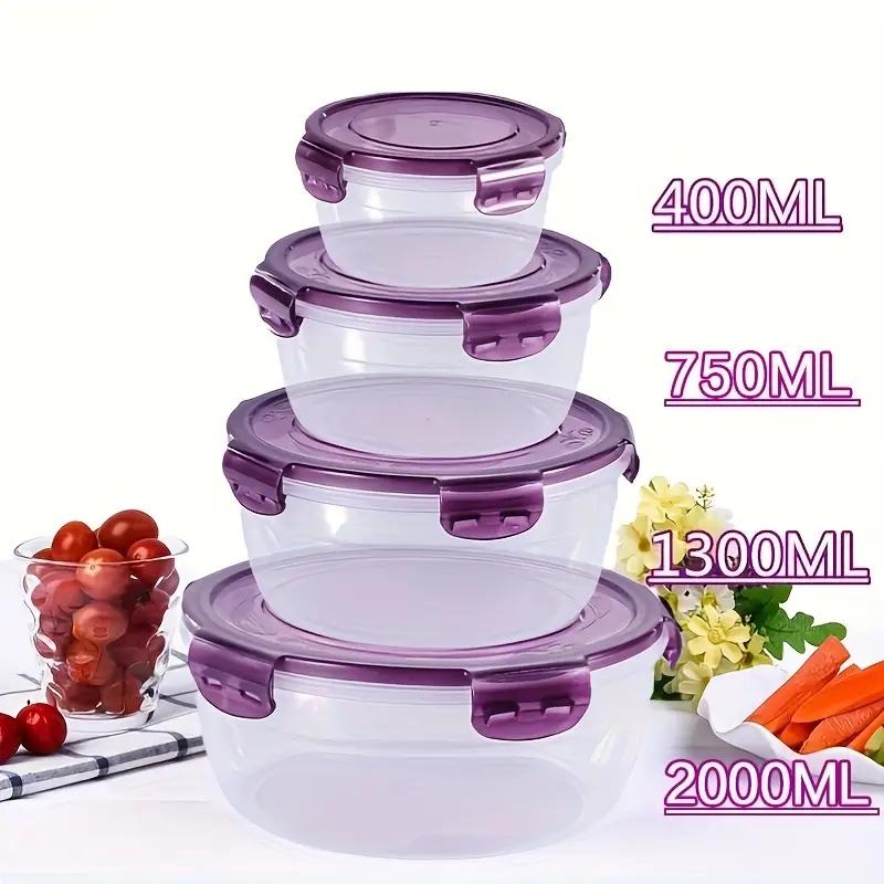 

4 plastic food storage containers, lunch boxes, suitable for canteens, camping, picnics, and pre-meal preparation containers фиолетовый