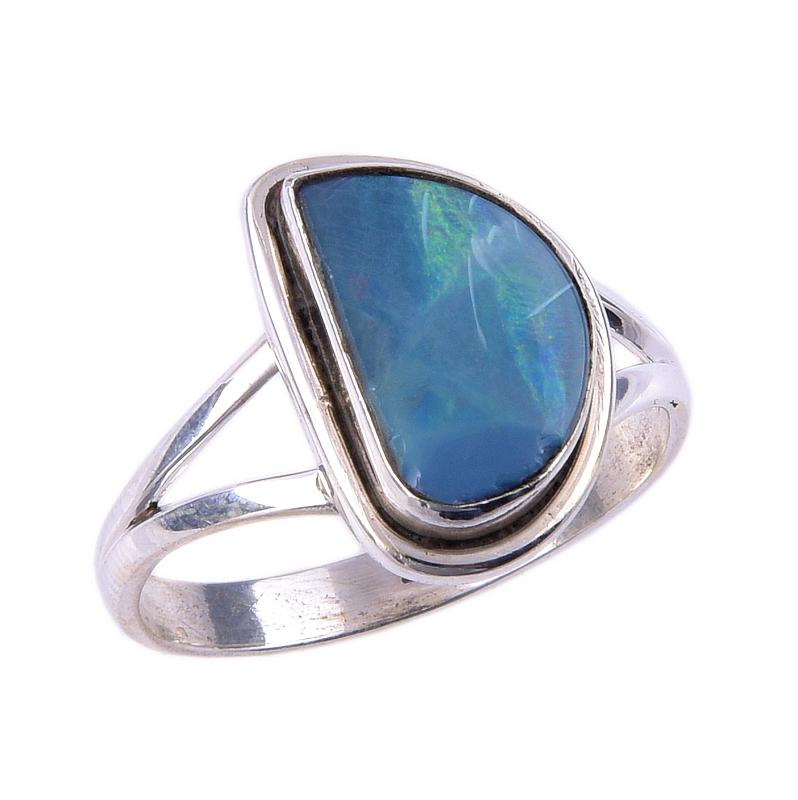 Bague en argent sterling massif 925 avec pierre précieuse naturelle d'opale australienne S.8 f2A43