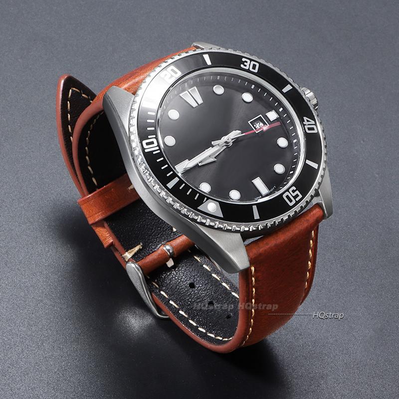 Vintage Oil Wax Leather Watch Strap 18mm 19 20mm 21 22mm Cowhide Watchband for Seiko for Omega Universal Quick Release Bracelet