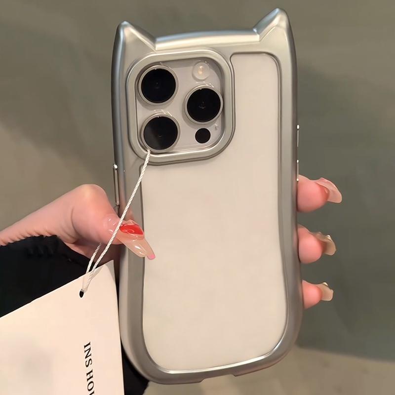 Luxury Plating Soft Silicone Armor Bumper Case For iPhone 15 14   11 Pro Max Plus Shockproof Protective Cute Cat Ears Cover