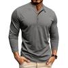 Mens Henley Collar Long Sleeve T-Shirts Solid Color Loose Fit Button Front Casual Daily Tshirts