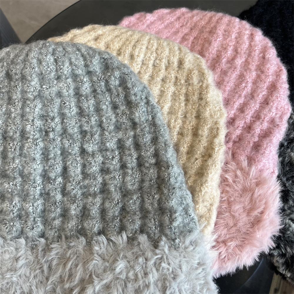 Cute Strap Fleece Knitted Pullover Hat Children Autumn and Winter Warm Ear Protection Wool Hat Shows Small Face