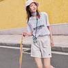 Skechers Colorful Casual Series Solid Straight Casual Shorts Unisex Shorts Cotton-Candy-White L122W057-0074