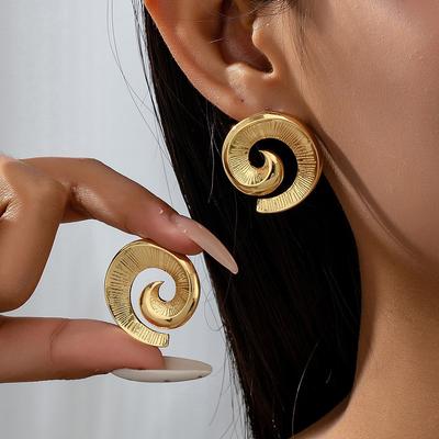 Nuovi Orecchini Retrò in Metallo Texturizzato per Donna con Orecchini di Nicchia alla Moda a Spirale di Alta Gamma
