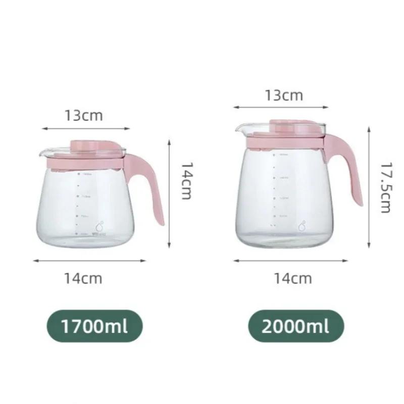 Large Capacity Glass Kettle High Temperature Resistance Water Bottle Household Transparent Teapot Coffee Jug Drinking Utensil