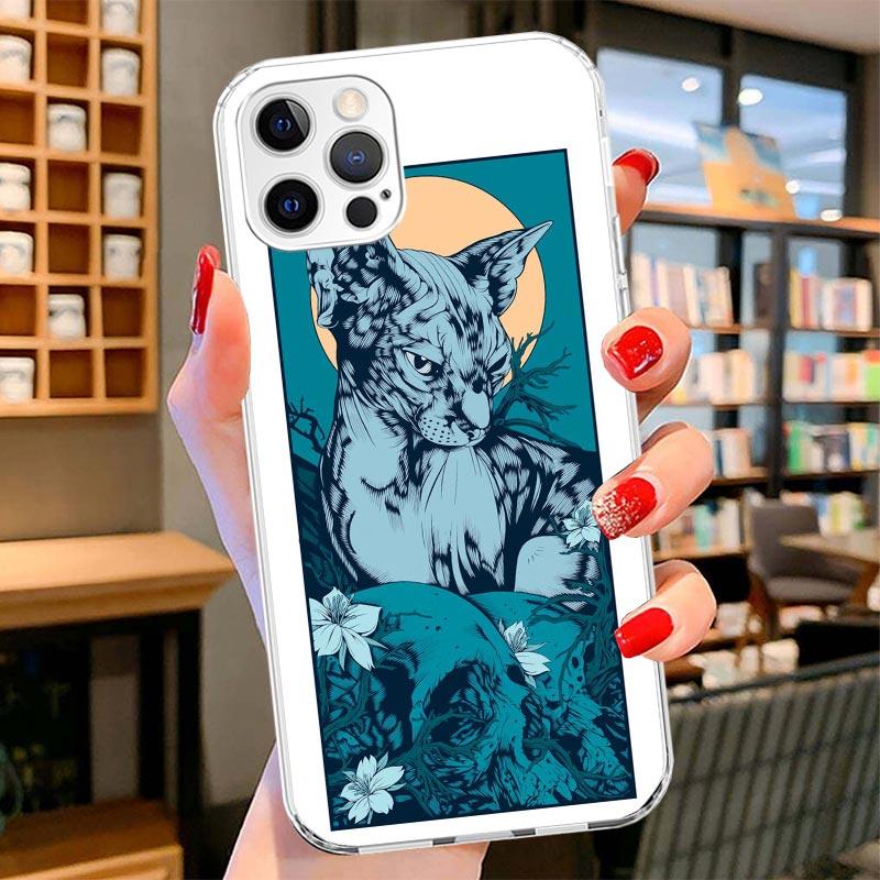 Lavaza Sphynx Sphinx Cat Cover Phone Case For iPhone 16 17 Air 15 14 Pro Max 16E Phone Case 13 Mini 12 11 7 SE 8 Print Pattern F