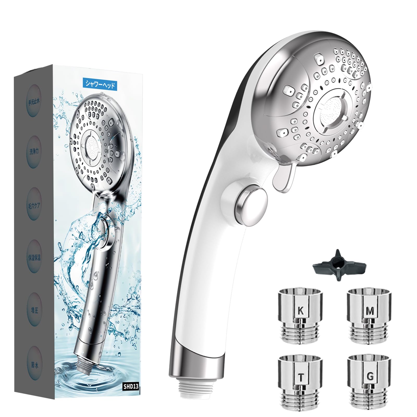 

Kamozulo Shower Chlorine Purified Water High Water 6 Handheld Water Mist Mode Pore High Cleansing Skin Beautiful 4 Adapters Easy Handheld
