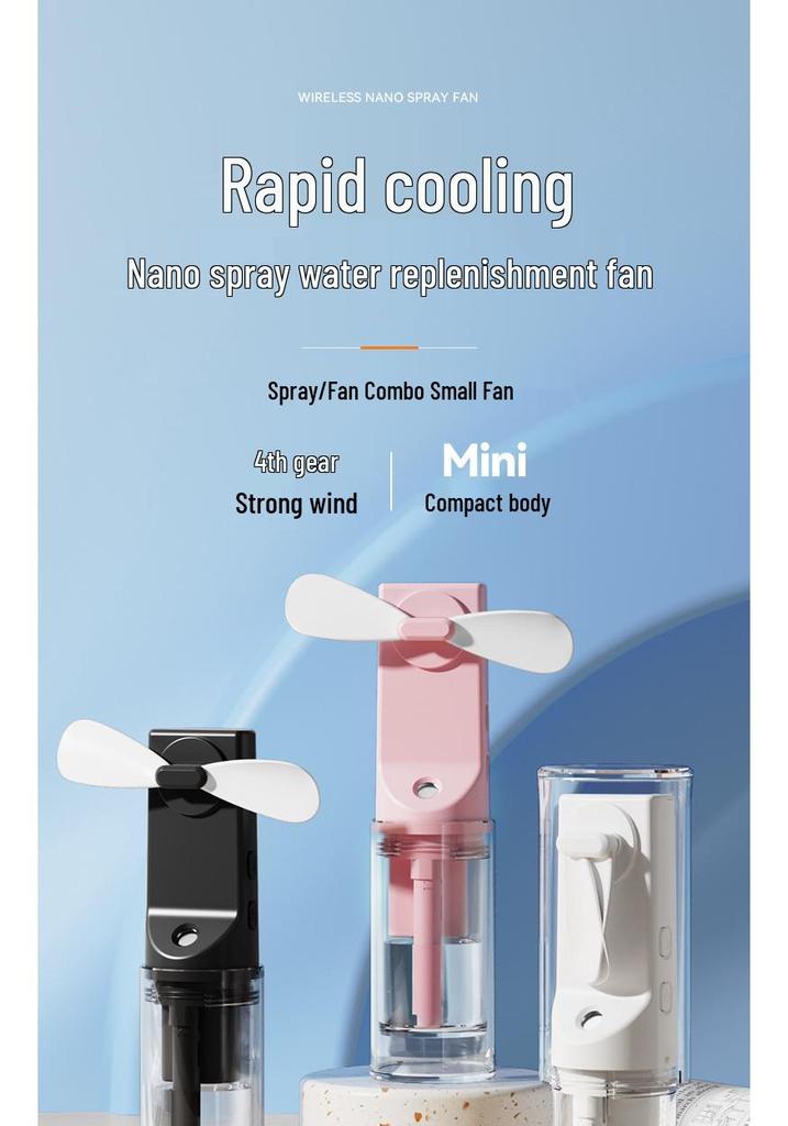 Portable Mini Cartoon Fan & Humidifier: Children's Handheld Water Spray