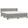 Lit avec sommier et matelas - 160x200cm - Velours gris clair - Tête de lit réglable - Ressorts ensachés