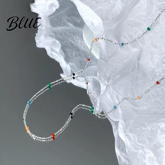 Collana Comoda per Tutti i Giorni da Donna con Perline Multicolori e Lunghezza Regolabile Choker con Perline