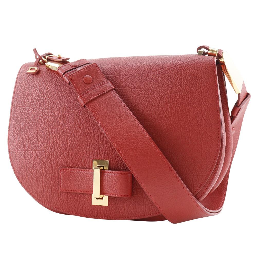 DELVAUX Mutan Shoulder Bag Outlet Red Calfskin Women Used
