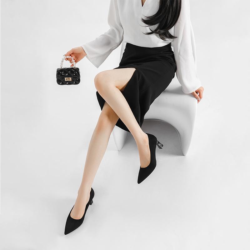 Wildleder High Heels Bequem Atmungsaktiv Frühling und Sommer Damenschuhe