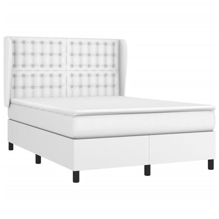 VidaXL Divan Bed with Mattress White 140x190cm Faux Leather - Model 3129028