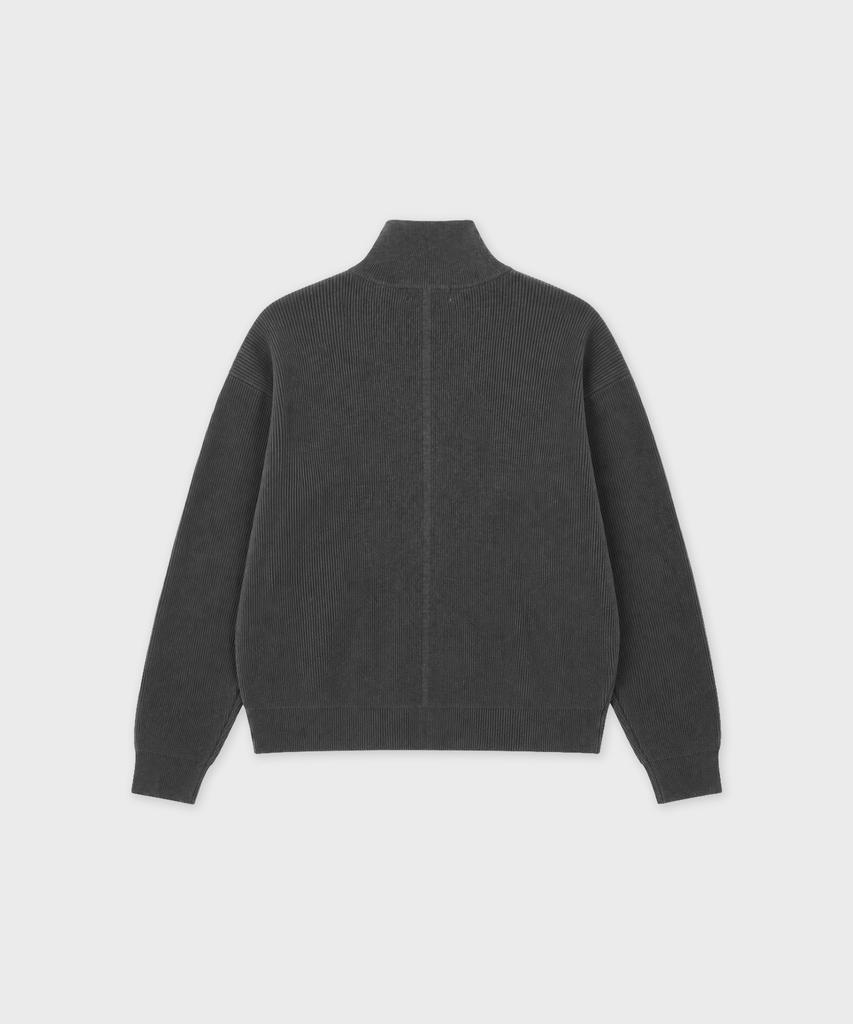 WORK ON BODY OFF Ruga Semi-Overfit Half Zip-Up Knit [Charcoal]