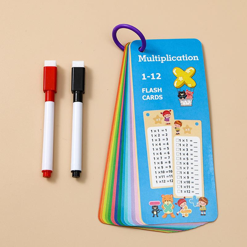 1 Set Beginner Self-test Math Calculation Training Cards 1-12 Grades Educational Learning Supplies for Kids Students School Use