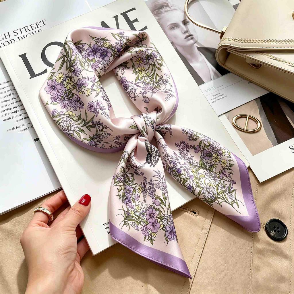 Versatile Faux Silk Small Square Scarf - Elegant Neck Accessory for Spring and Summer