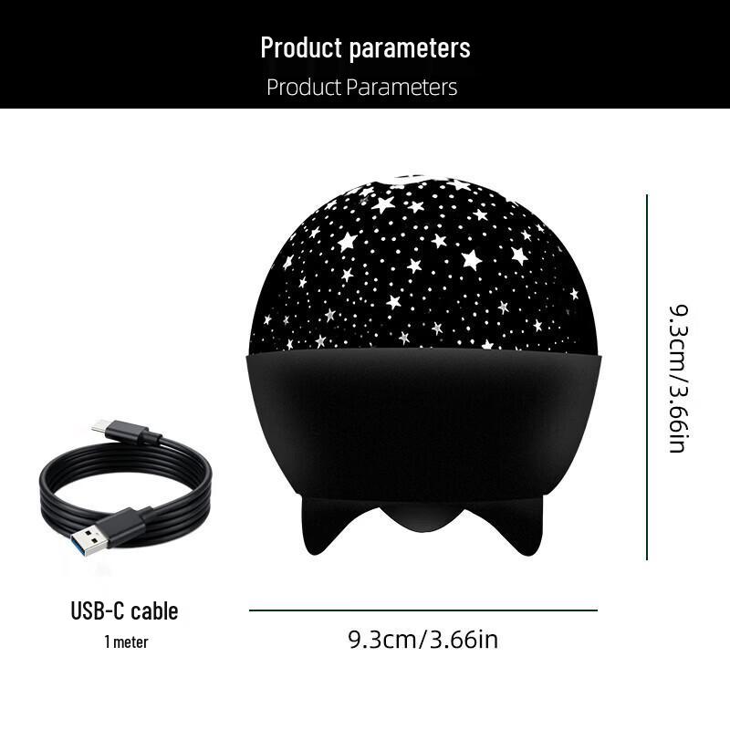Colorful Starry Night Sky Projector: Six-Color Rotating Lamp for Romantic Atmosphere and Star-Filled Water Wave Effects (Model A168)