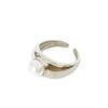 Korean Pearl Wide Band Adjustable Ring - Women's Elegant Versatile Design