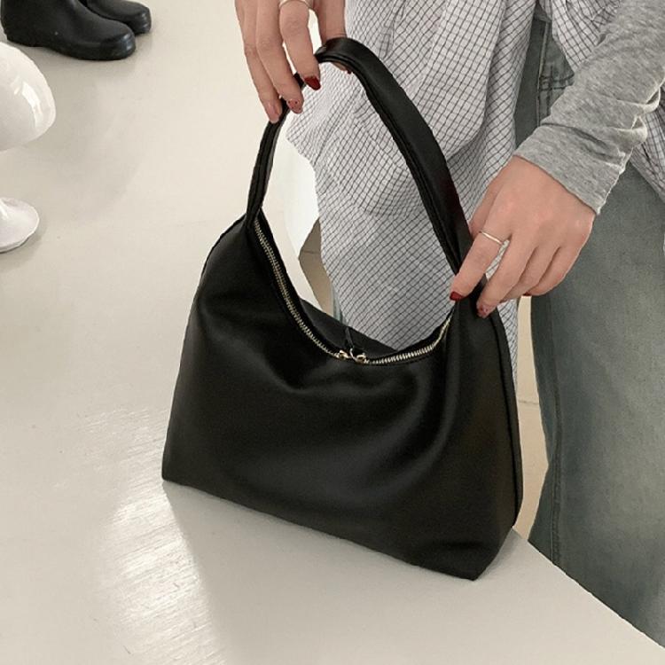 Shoulder Bag for Women Retro Pu Leather Clutch Purses Simple Hoboes Handbag with Zipper Closure Evening Underarm Purse