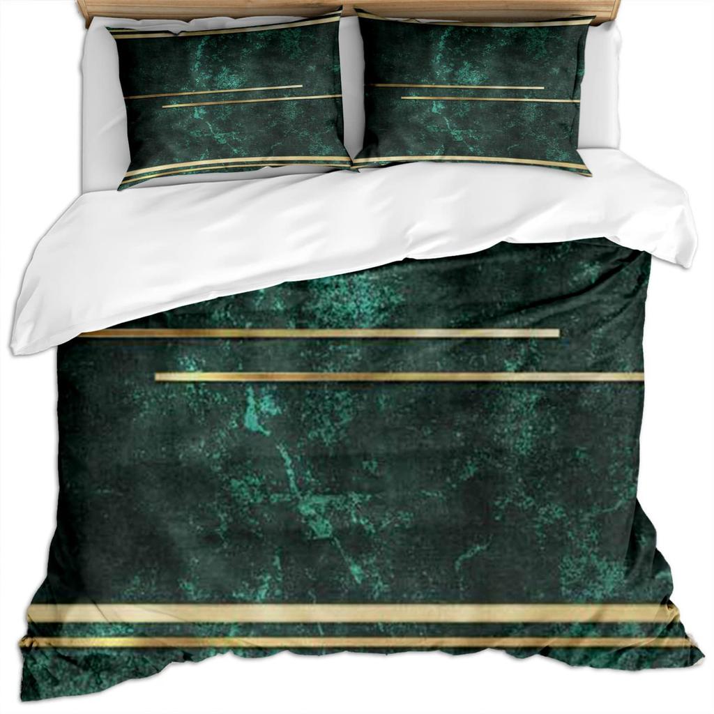 Golden Green Corrugated Bedding Three-Piece Quilt Cover