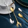 4pcs Christmas Elk Head Shape Stainless Coffee Spoon New Year 2026 Christmas Decoration Table Decor for Home Navidad 2025 Gifts
