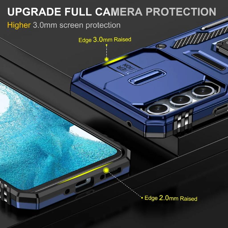 Shockproof Armor Phone Case For Samsung Galaxy A56 A36 A26 A16 A55 A35 A25 A73 Slid Camera Protect Magnetic Hybrid Ring Cover