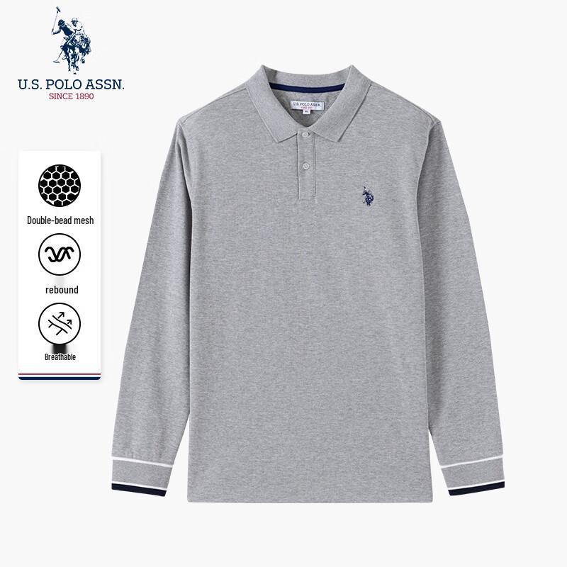 U.S. Polo Assn. Herren Schweres Reines Baumwoll Langarm Poloshirt